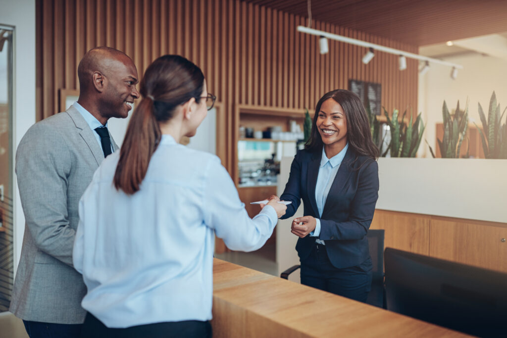 Friendly bank employee